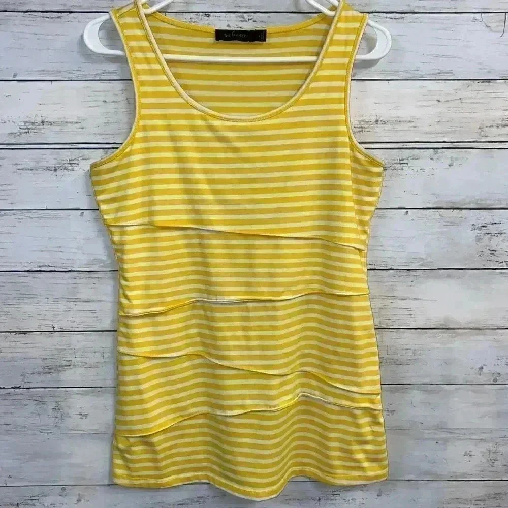 The Limited Yellow White Stripe Sleeveless Top - Picture 1 of 5